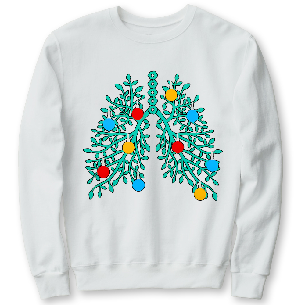 Lungs With Christmas Lights Respiratory Therapist Xmas Cotton Pullover Sweatshirt