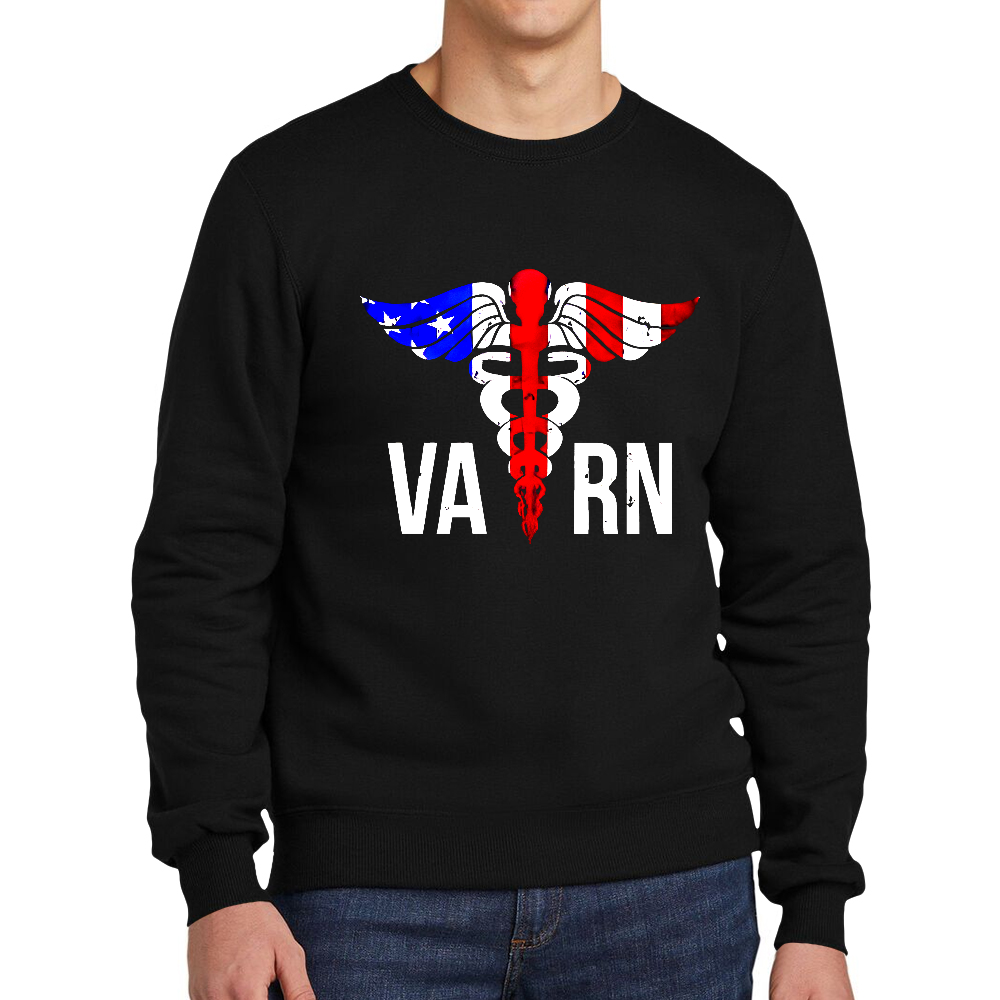 VA RN Nurse Symbol Flag Cotton Pullover Sweatshirt