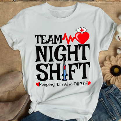 Team Night Shift Cotton Nurse T-shirt