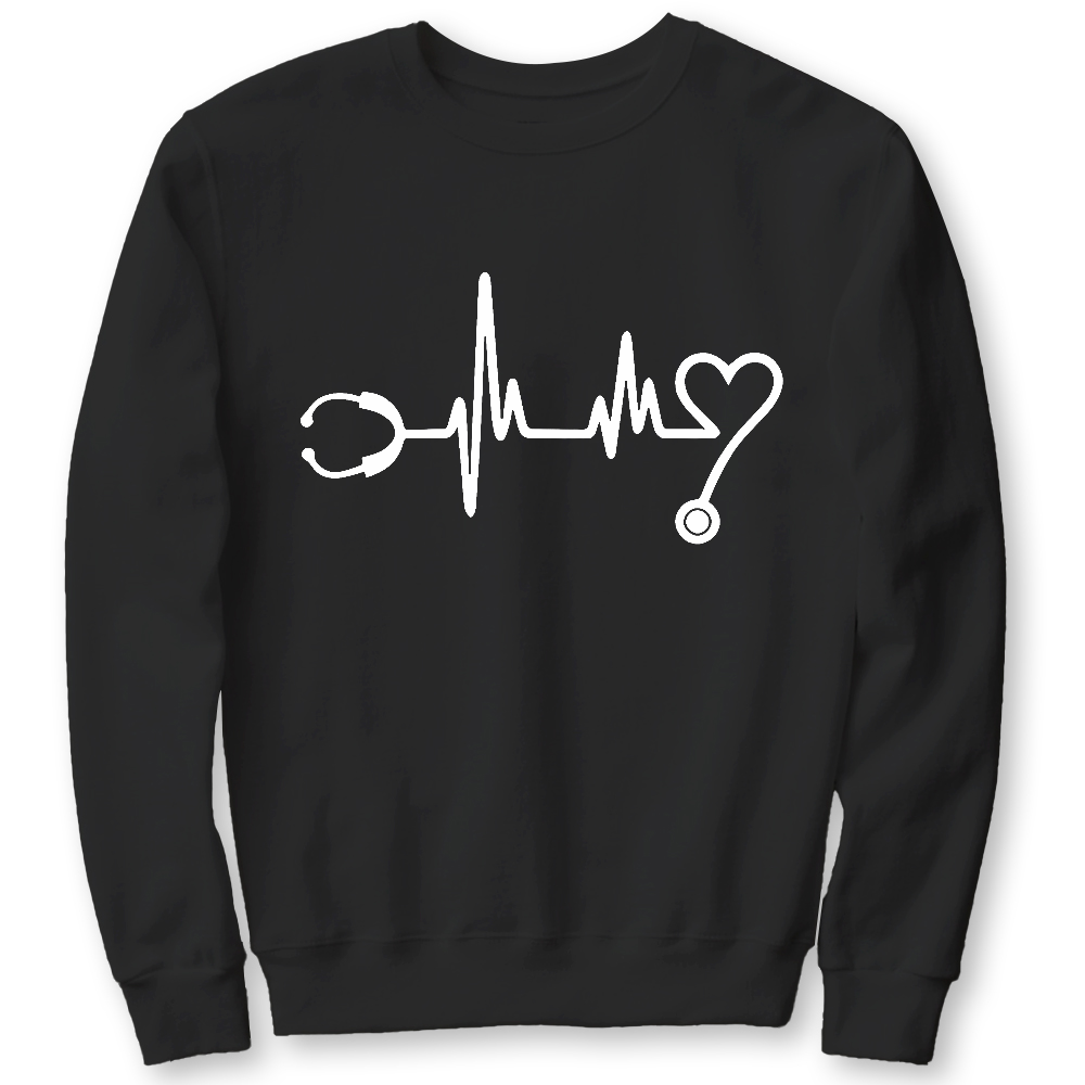 Stethoscope And Electrocardiogram Cotton Pullover Sweatshirt