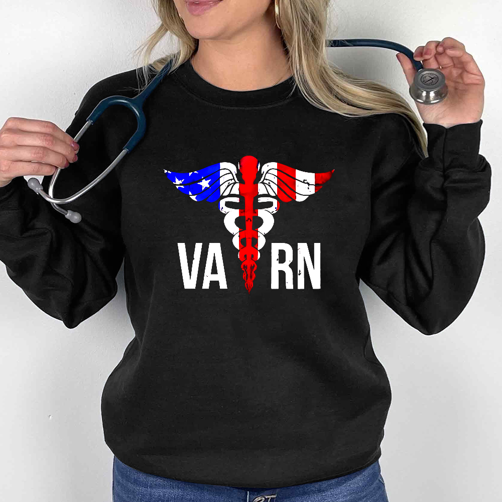 VA RN Nurse Symbol Flag Cotton Pullover Sweatshirt