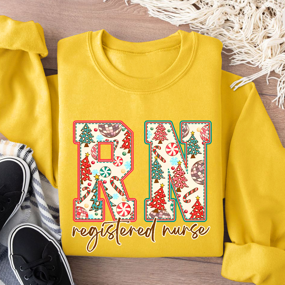 Christmas Registered Nurse Cotton Pullover Sweatshirt