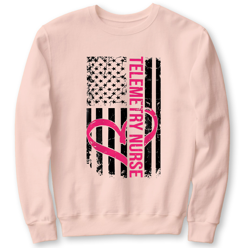 Telemetry Nurse Flag Cotton Pullover Sweatshirt