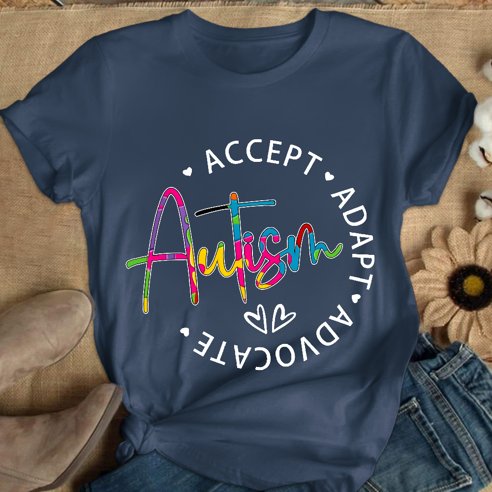 Autism Accept Adapt Advocate Cotton Nurse T-shirt