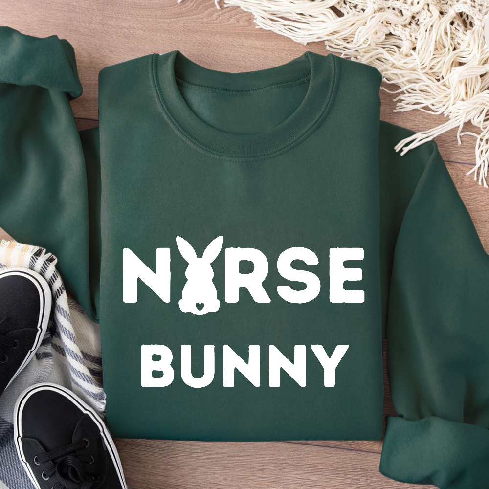 Nurse Bunny Cotton Pullover Sweatshirt