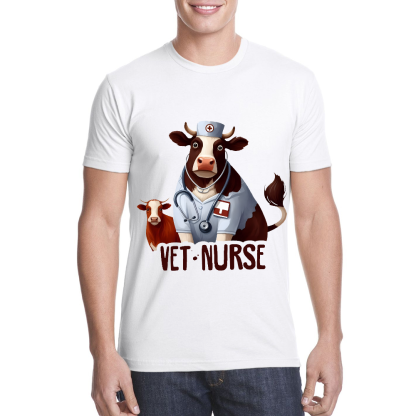 Funny Cattle Vet Nurse Cotton Doctor T-shirt