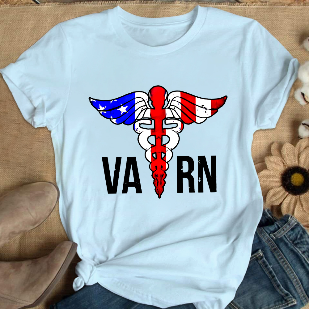 VA RN Nurse Symbol Flag Cotton Nurse T-shirt