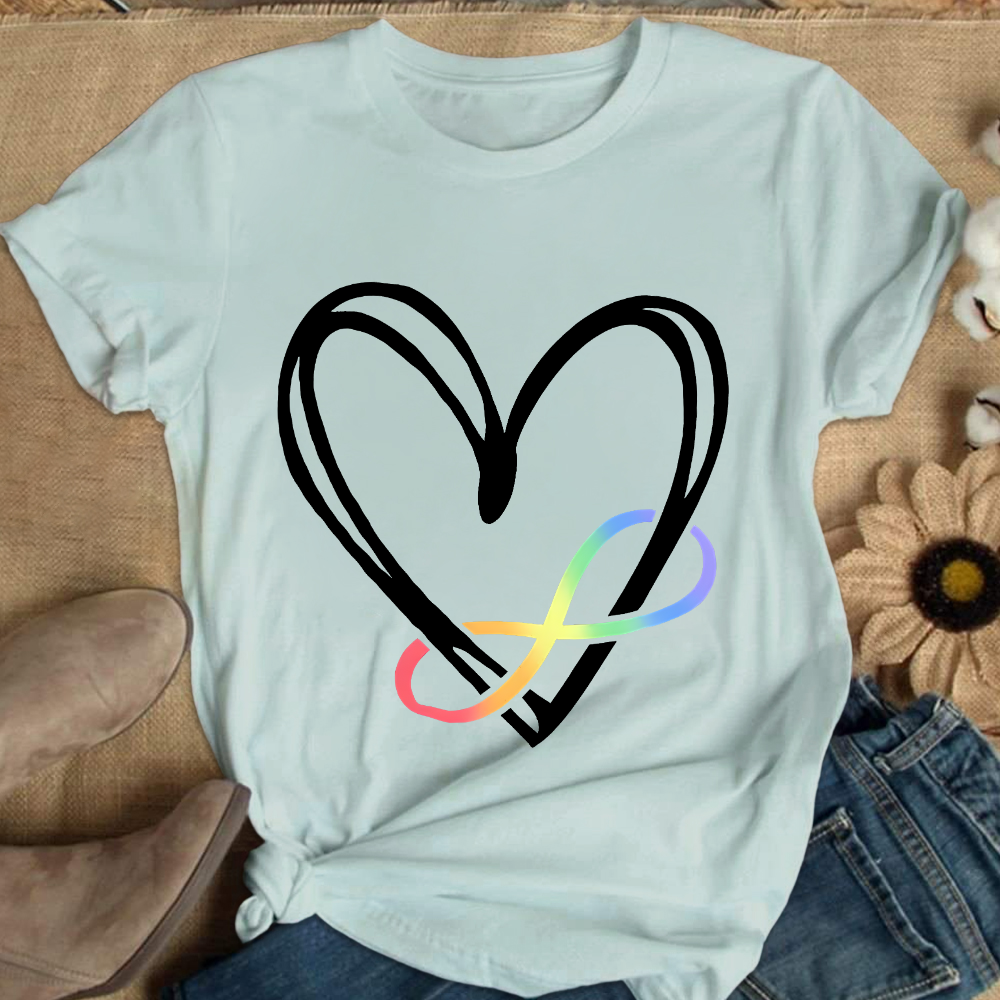 Infinity Heart Autism Awareness Love Needs No Words Cotton Nurse T-shirt