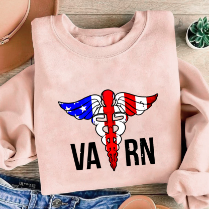VA RN Nurse Symbol Flag Cotton Pullover Sweatshirt