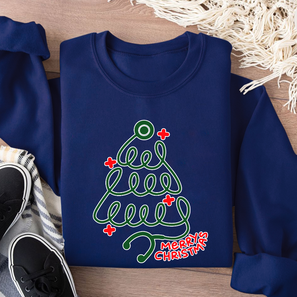 Merry Christmas Nurse Cotton Pullover Sweatshirt