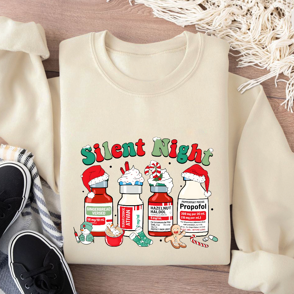 Santa's Helpers Silent Night Cotton Pullover Sweatshirt