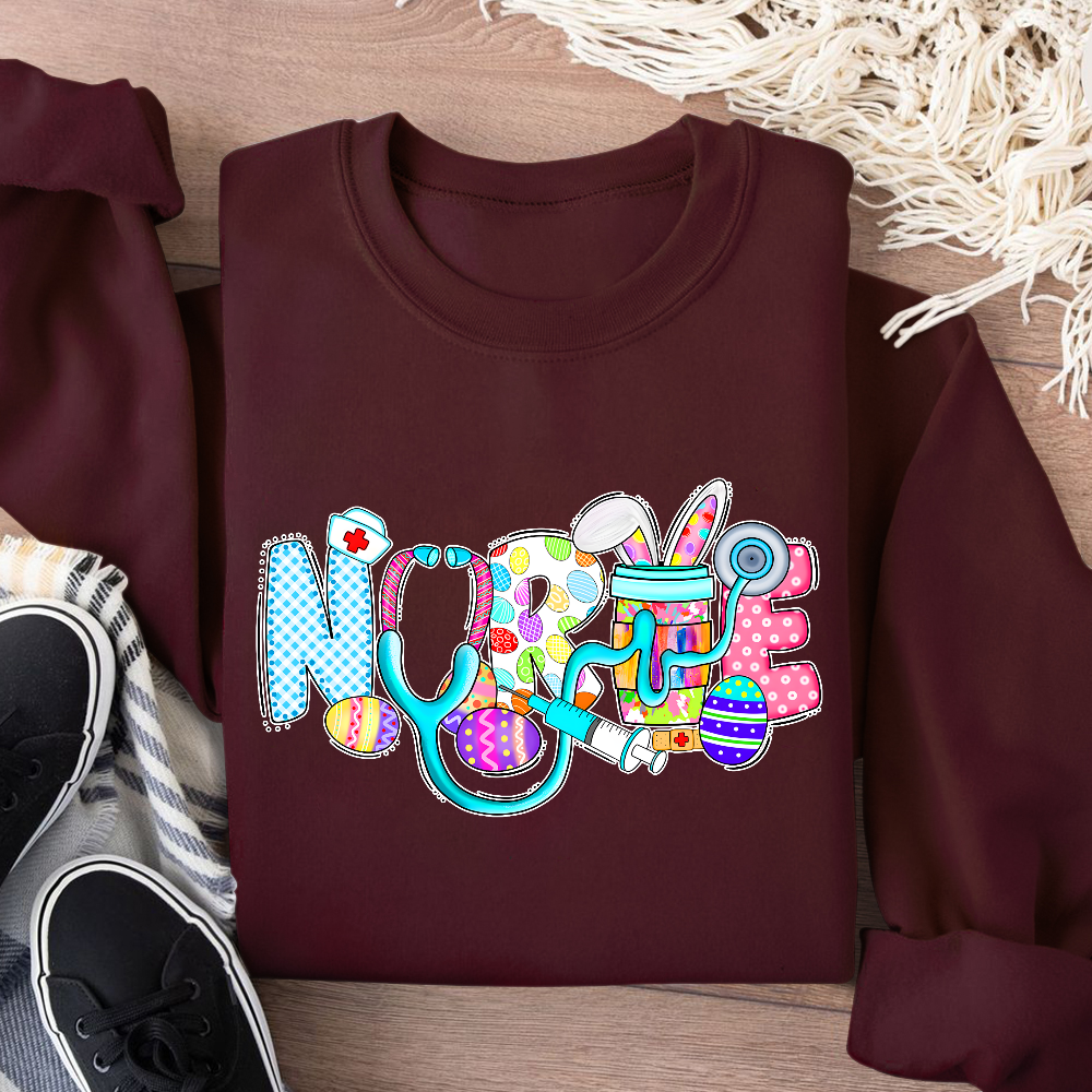 Easter Gnomes Cute Bunny Cotton Pullover Sweatshirt