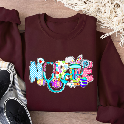 Easter Gnomes Cute Bunny Cotton Pullover Sweatshirt