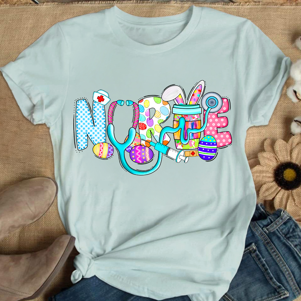 Easter Gnomes Cute Bunny Cotton Nurse T-shirt