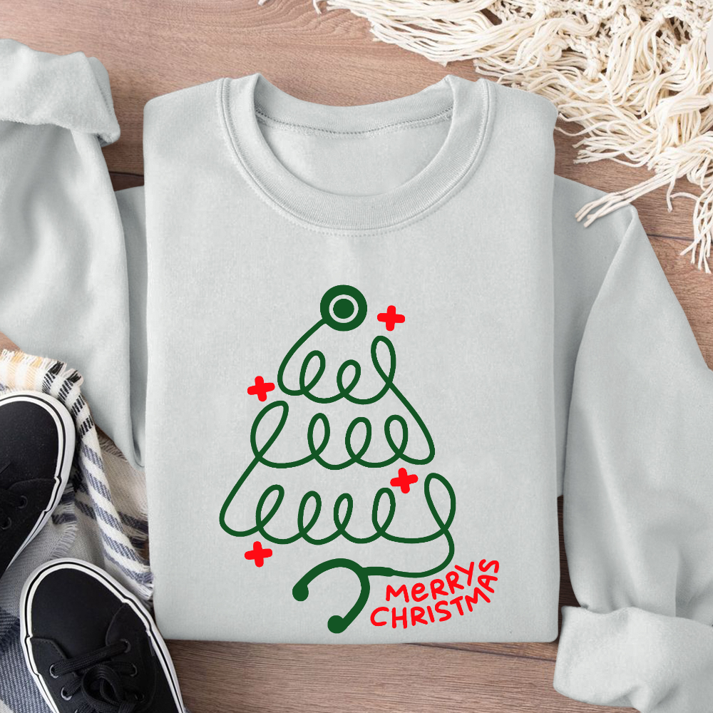 Merry Christmas Nurse Cotton Pullover Sweatshirt