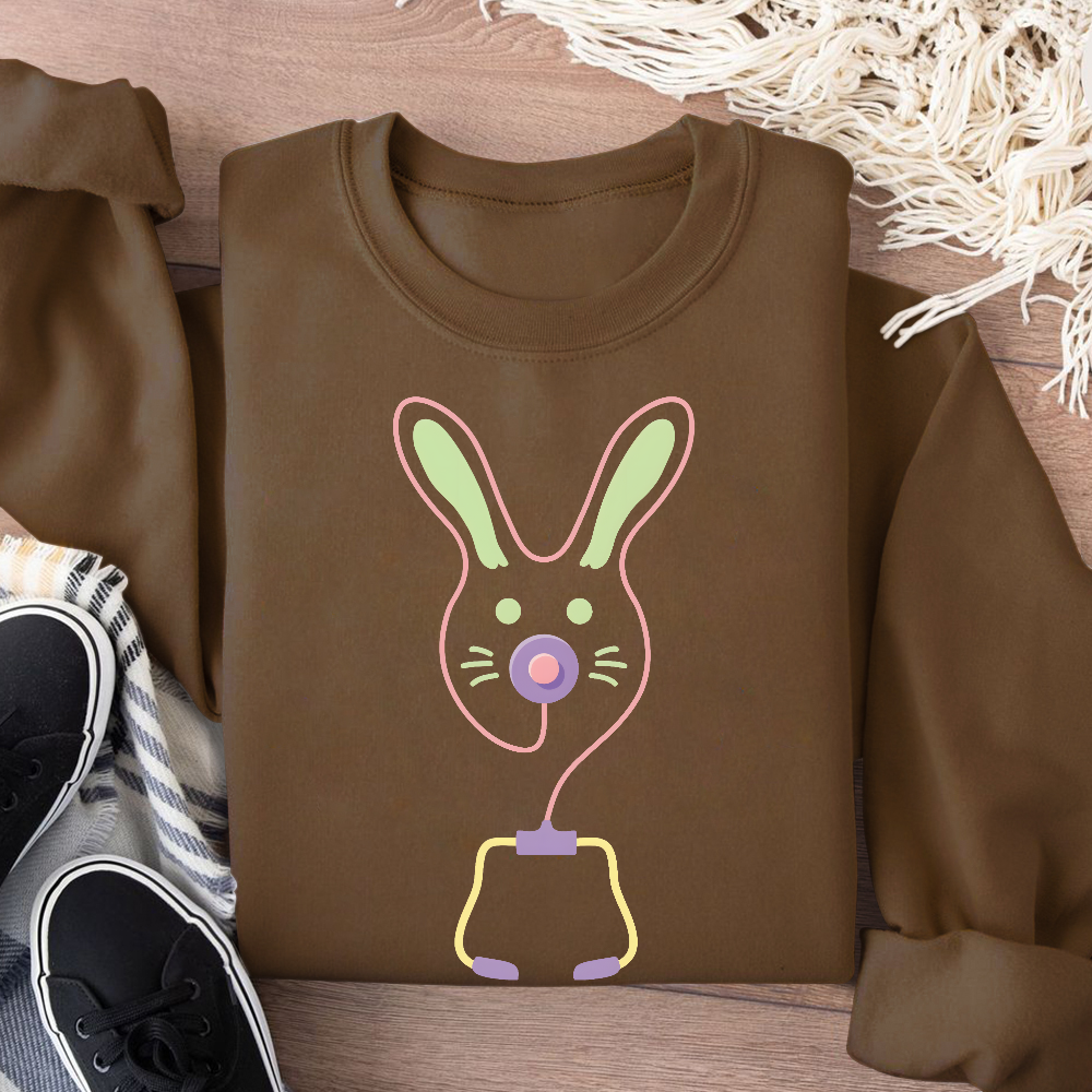 Easter Bunny Medical Tools For Nurse Or Doctor Cotton Pullover Sweatshirt