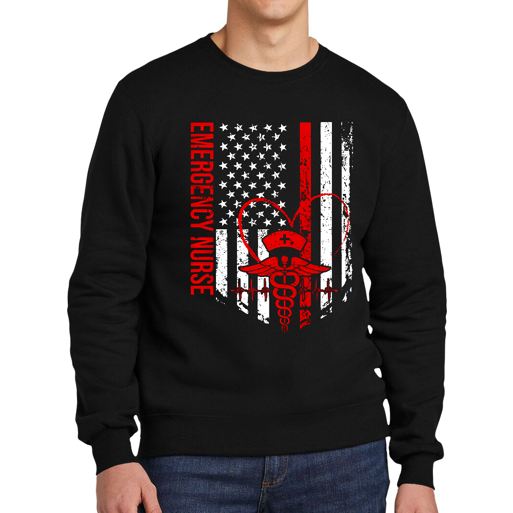 RN Nurse Flag Cotton Pullover Sweatshirt
