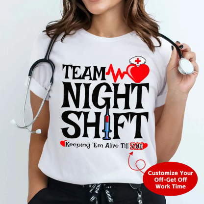 Custom Team Night Shift Cotton Nurse T-shirt