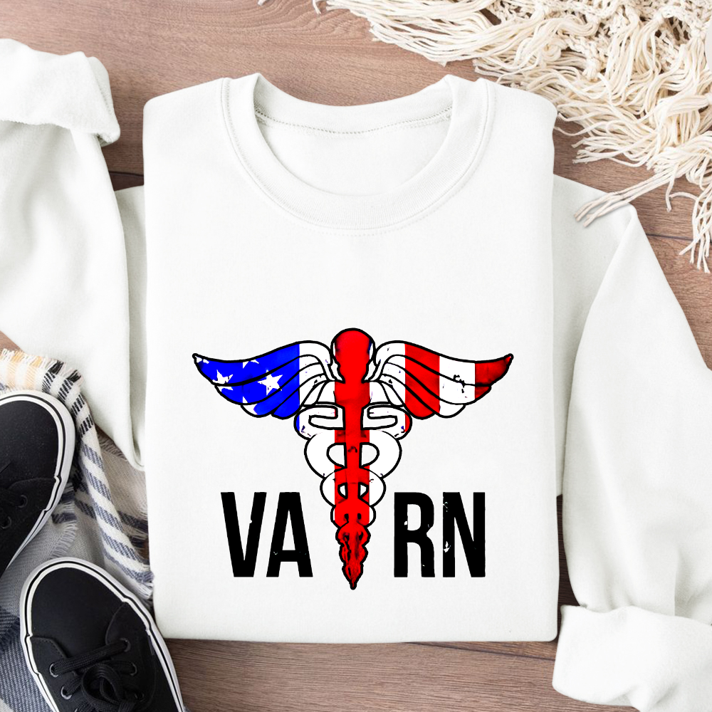 VA RN Nurse Symbol Flag Cotton Pullover Sweatshirt