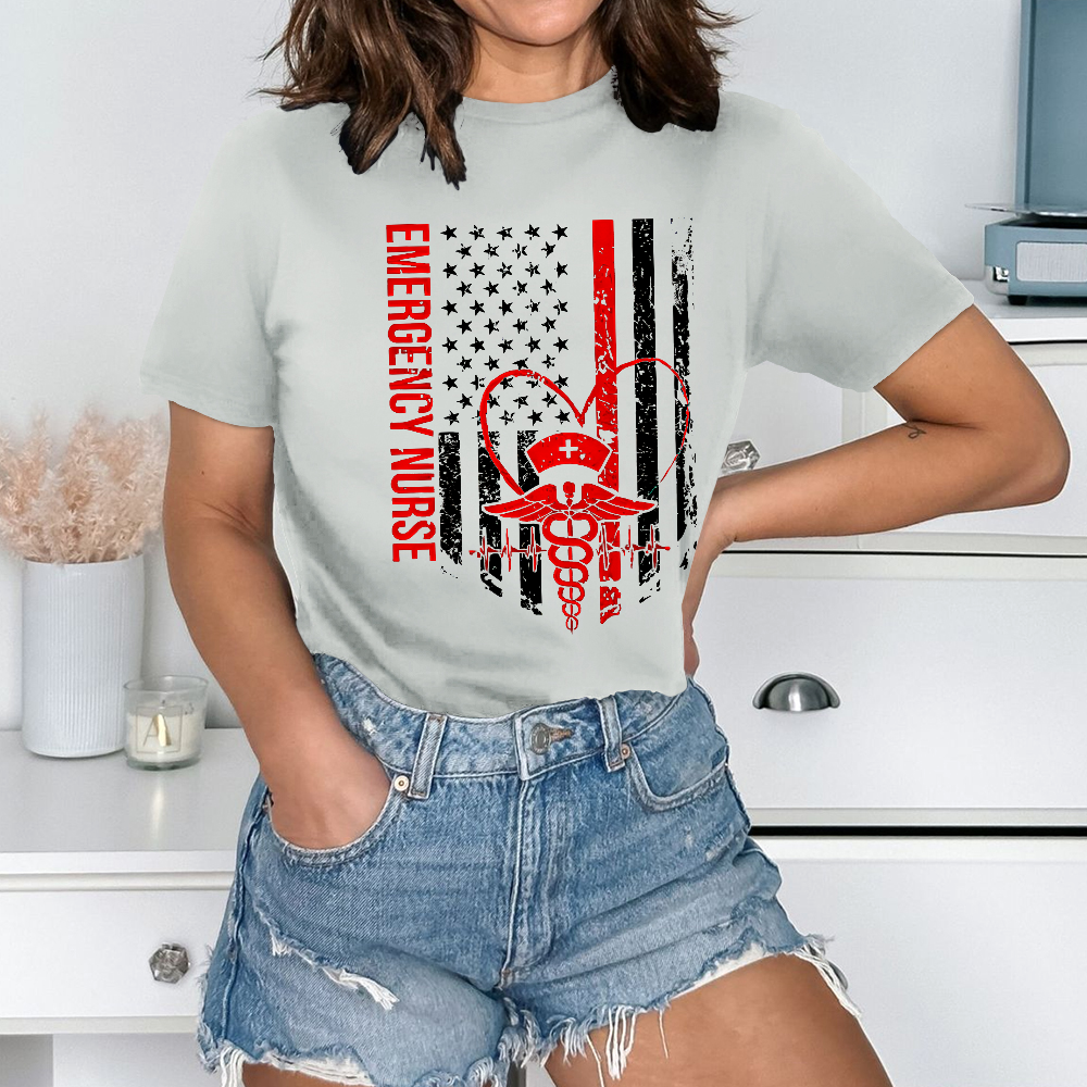 RN Nurse Flag Cotton Nurse T-shirt