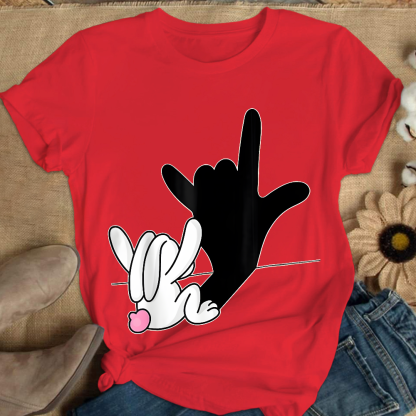 Cute Bunny Powerful Message Sign Language Gift Cotton Nurse T-shirt