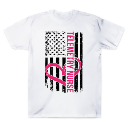 Telemetry Nurse Flag Cotton Doctor T-shirt