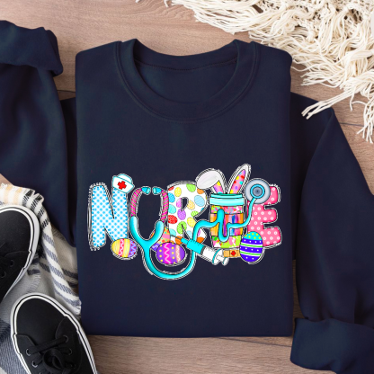 Easter Gnomes Cute Bunny Cotton Pullover Sweatshirt