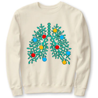Lungs With Christmas Lights Respiratory Therapist Xmas Cotton Pullover Sweatshirt