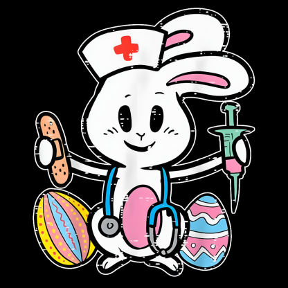 Easter Bunny Nurse Stethoscope Cute Rabbit Cotton Pullover Sweatshirt