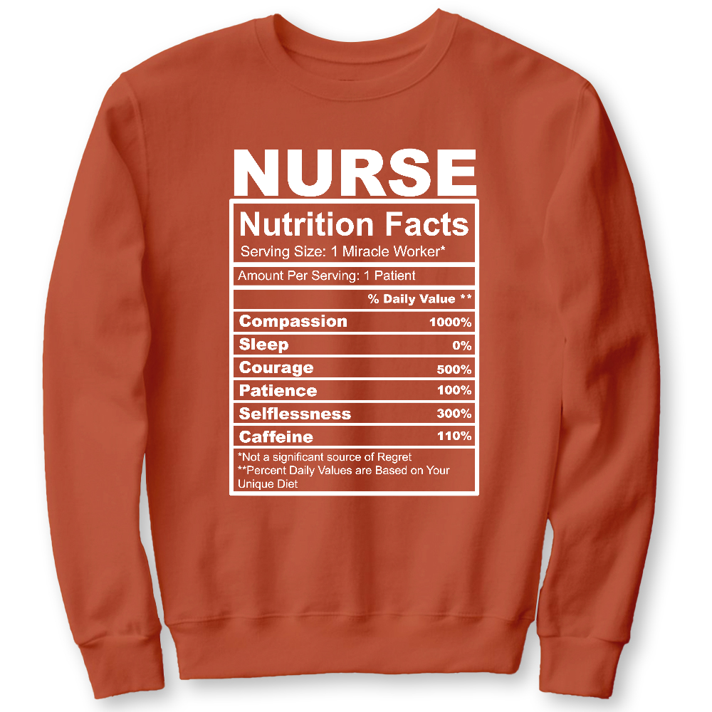 Nurse Nutrition Facts Cute Gift For Nurse Cotton Pullover Sweatshirt