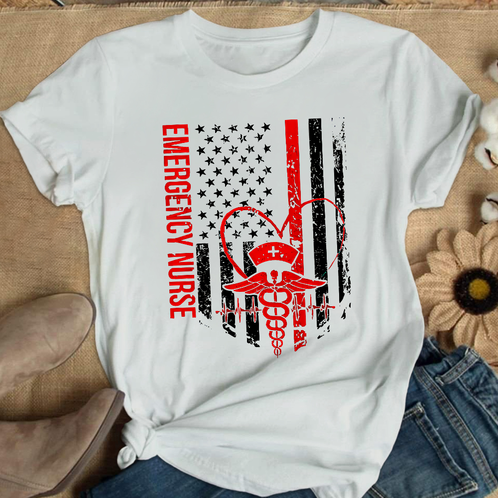 RN Nurse Flag Cotton Nurse T-shirt