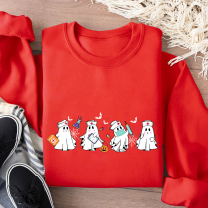 Ghost Nurse Cotton Pullover Sweatshirt
