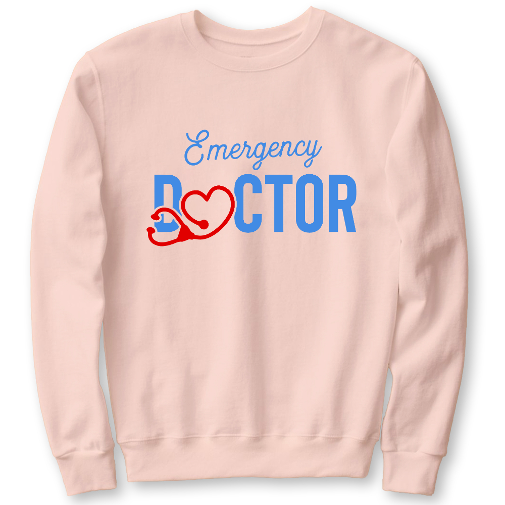 Emergency Doctor Stethoscope Heartbeat First Aid Cotton Pullover Sweatshirt