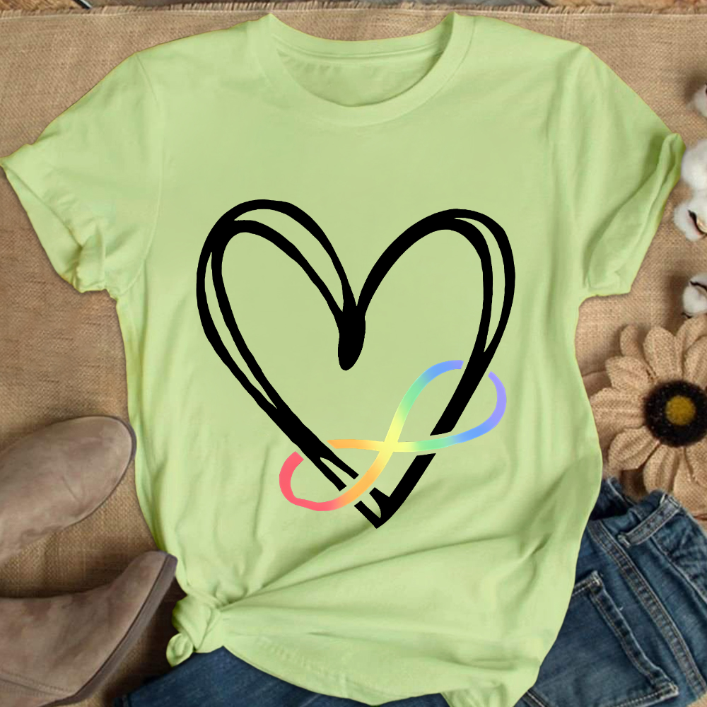 Infinity Heart Autism Awareness Love Needs No Words Cotton Nurse T-shirt