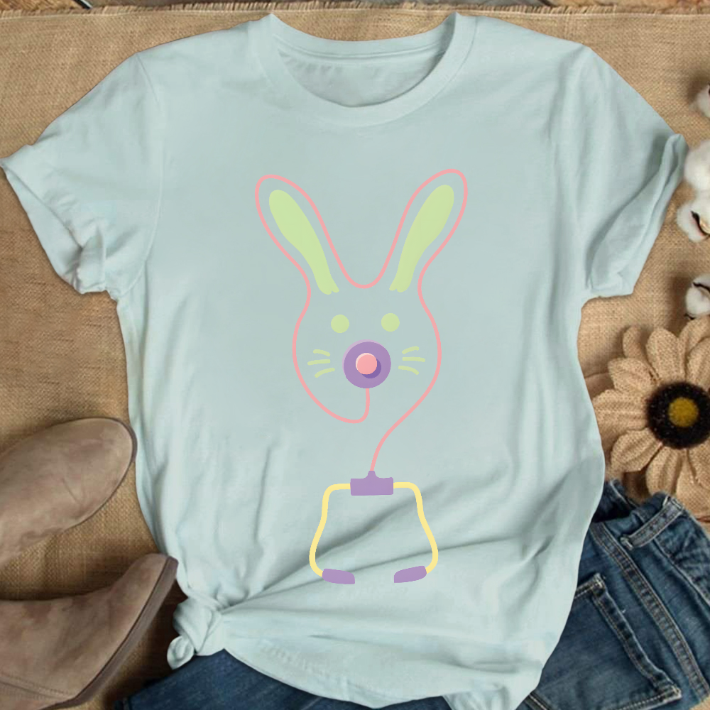 Easter Bunny Medical Tools For Nurse Or Doctor Cotton Nurse T-shirt