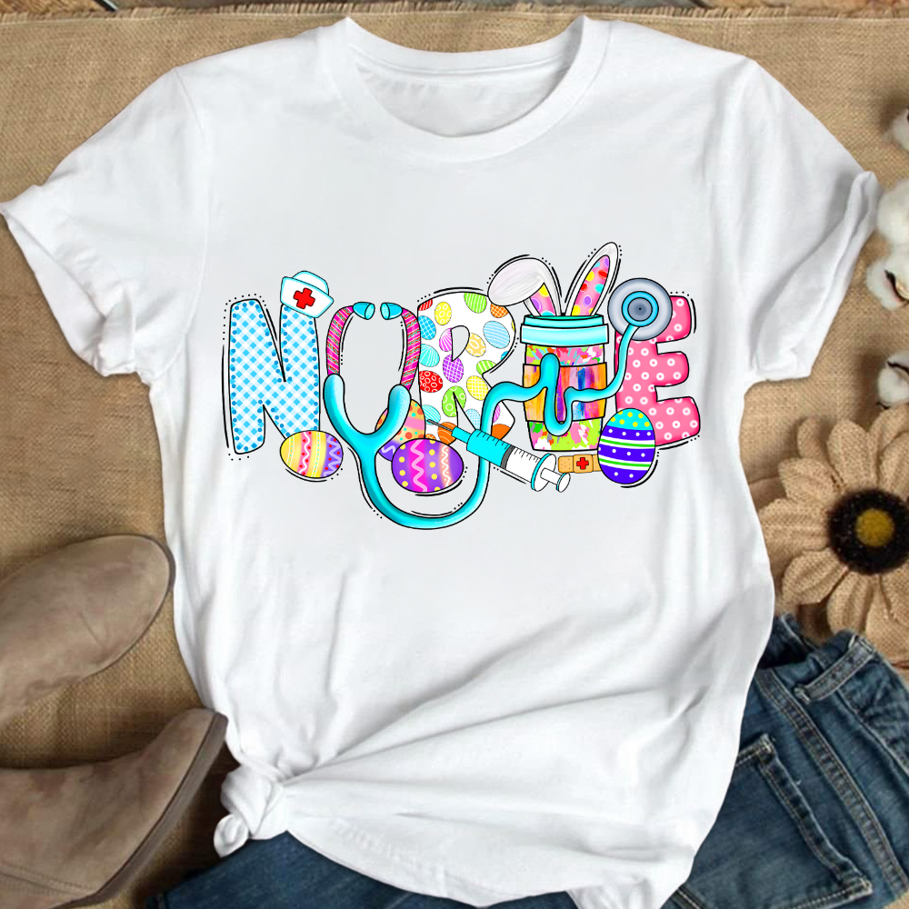 Easter Gnomes Cute Bunny Cotton Nurse T-shirt