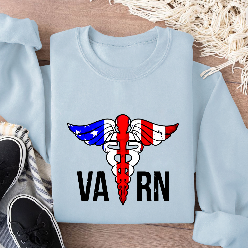 VA RN Nurse Symbol Flag Cotton Pullover Sweatshirt