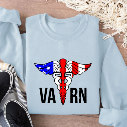 VA RN Nurse Symbol Flag Cotton Pullover Sweatshirt