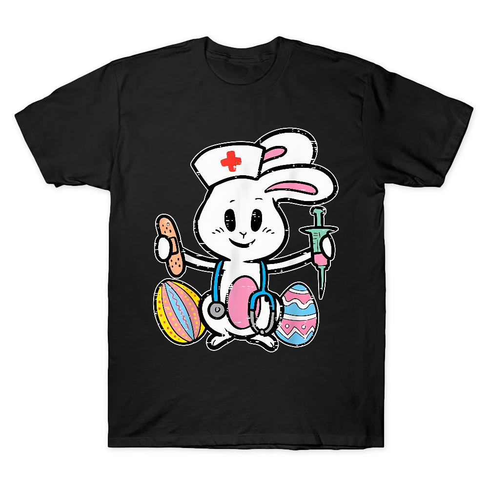 Easter Bunny Nurse Stethoscope Cute Rabbit Cotton Doctor T-shirt