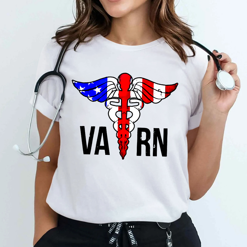 VA RN Nurse Symbol Flag Cotton Nurse T-shirt
