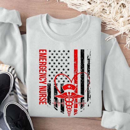 RN Nurse Flag Cotton Pullover Sweatshirt