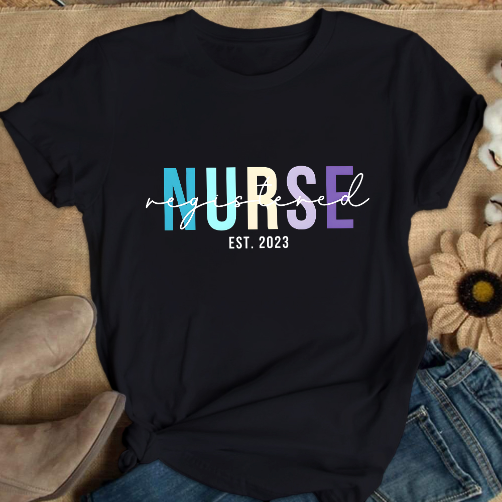 Custom Registered Nurse Embroidery Cotton Nurse T-shirt