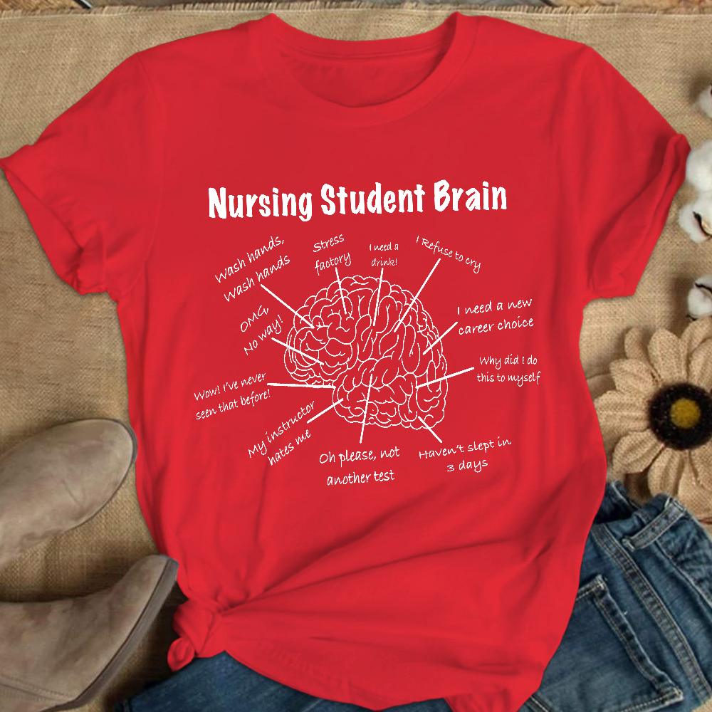Nursing Student Brain Cotton Nurse T-shirt