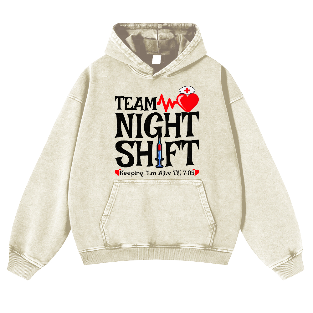 Custom Team Night Shift Vintage Washed Hoodie