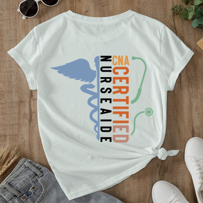 Certified Nursing Assistant Double-Sided Cotton Printed T-Shirt