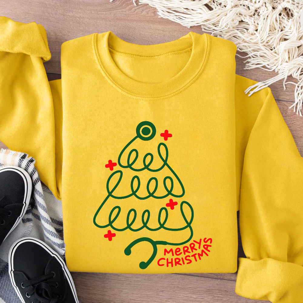 Merry Christmas Nurse Cotton Pullover Sweatshirt