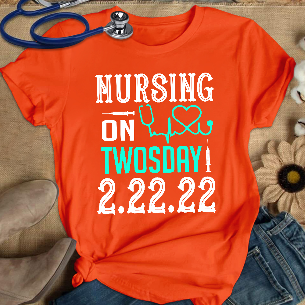 Nursing School On TwosDay Cotton Nurse T-shirt