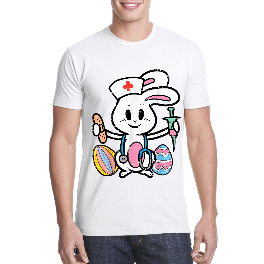 Easter Bunny Nurse Stethoscope Cute Rabbit Cotton Doctor T-shirt
