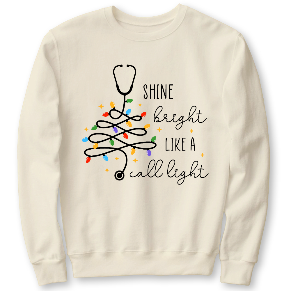 Shine Bright Like A Call Light Cotton Pullover Sweatshirt