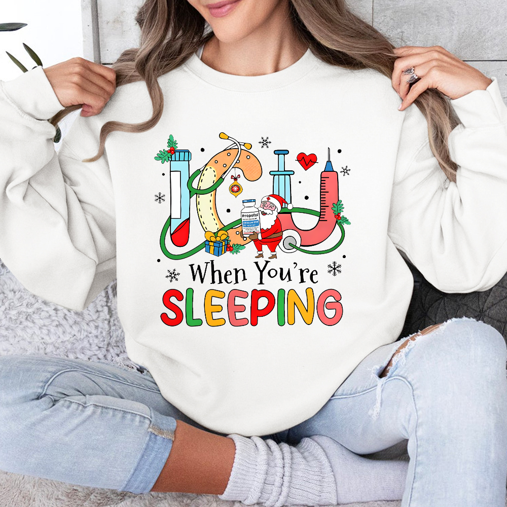 ICU When You're Sleeping Cotton Pullover Sweatshirt